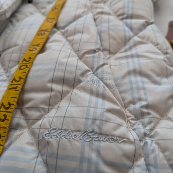 Women's Eddie Bauer Premium Goose Down Vest size Small Plaid Quilted Full Zip - Picture 8 of 10